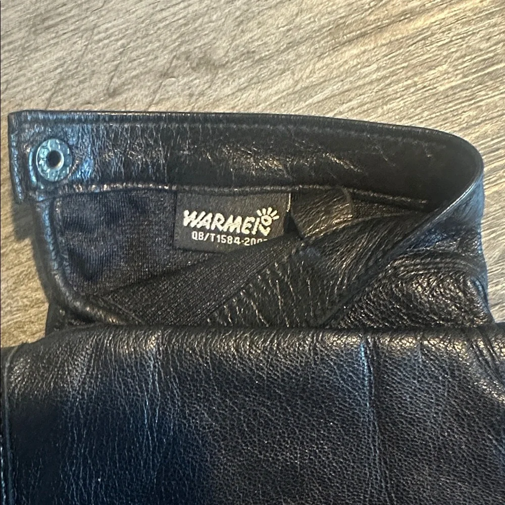 Women’s Black Leather Fingerless Gloves Size Small